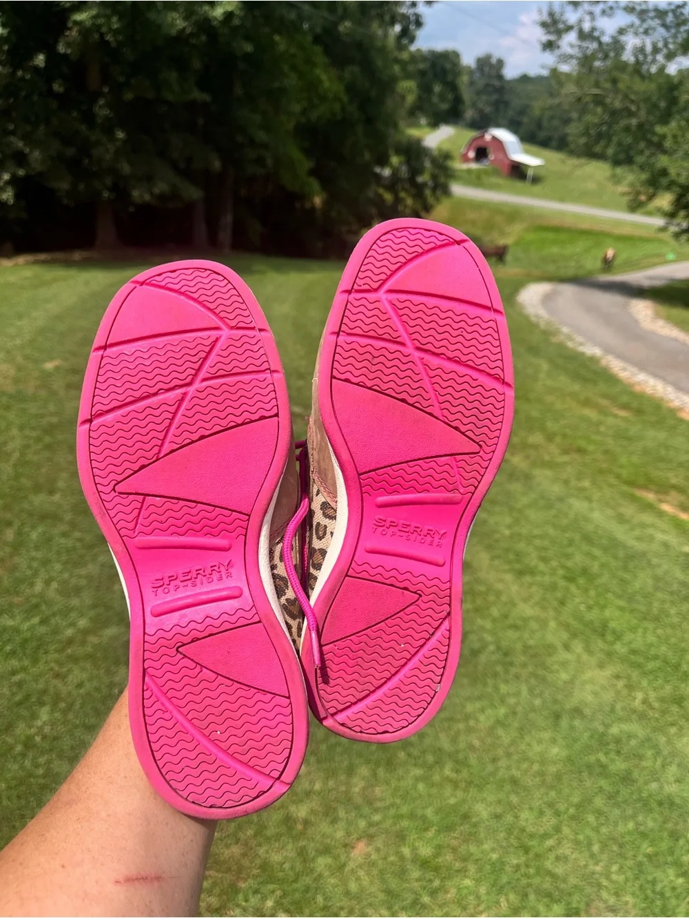 Sperry Tan Moccasin Boat Shoes with Hot Pink Accents - Kids